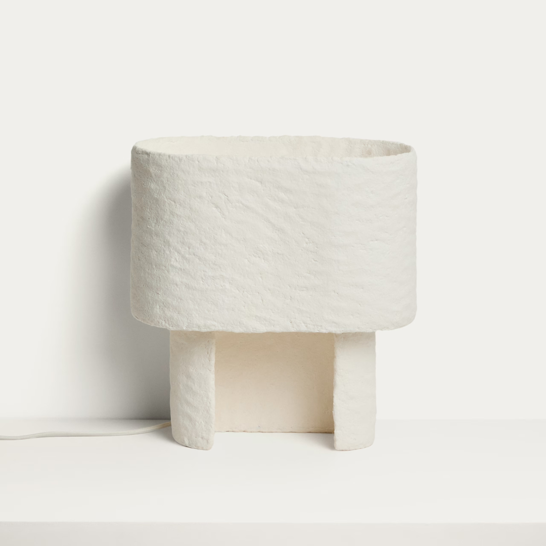 Bedala white papier-mâché table lamp