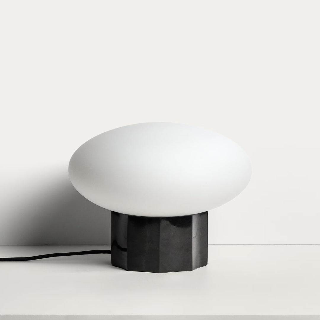 Idela table lamp in smoked glass and black marble